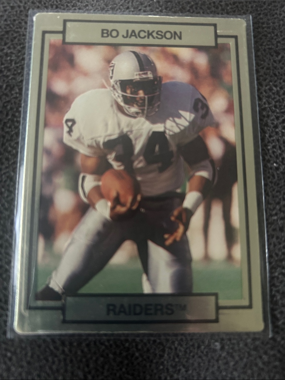 Bo Jackson Raiders Football Trading Card - Silver/Black and 3D like texture .